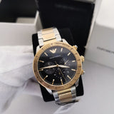 Emporio Armani Analog Chronograph Black Dial Two Tone Steel Strap Watch For Men - AR11521 Authentic Buy Shop Now