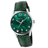 Gucci G-Timeless Mother of Pearl Green Dial Green Leather Strap Watch For Women - YA1264042 Authentic Buy Shop Now