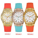 Guess Jet Setter Golden Dial Orange Rubber Watch For Women - W0564L2 Authentic Buy Shop Now
