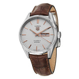 Tag Heuer Carrera Calibre 5 Automatic White Dial Brown Leather Strap Watch for Men - WAR201D.FC6291 Authentic Buy Shop Now