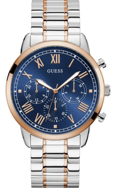 Guess Horizon Chronograph Blue Dial Two Tone Steel Strap Watch For Men - W0379G7 Authentic Buy Shop Now