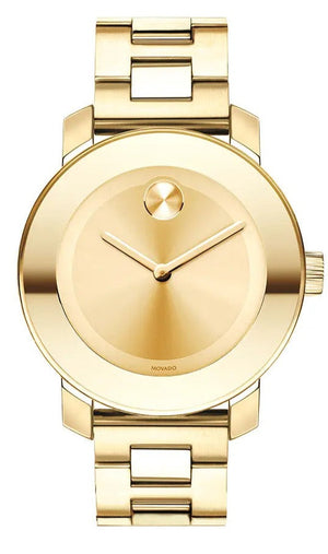 Movado Bold Yellow Gold Dial Yellow Gold Steel Strap Watch For Women - 3600085 Authentic Buy Shop Now