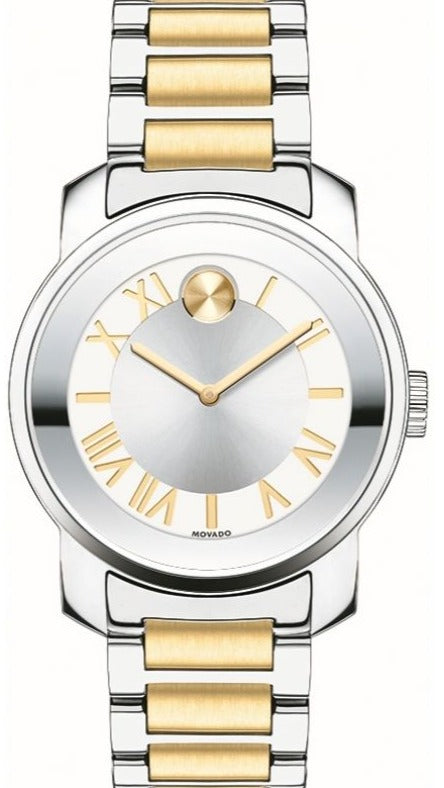 Movado Bold Silver Dial Two Tone Steel Strap Watch for Women - 3600245 Authentic Buy Shop Now