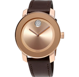 Movado Bold Rose Gold Dial Brown Leather Strap Watch for Men - 3600395 Authentic Buy Shop Now
