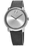 Movado Bold Silver Dial Black Leather Strap Watch For Men - 3600468 Authentic Buy Shop Now