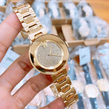 Movado Bold Crystal Gold Dial Gold Steel Strap Watch For Women - 3600492 Authentic Buy Shop Now