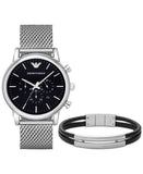 Emporio Armani Luigi Black Dial Silver Mesh Bracelet Watch For Men - AR8032 Authentic Buy Shop Now