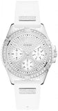 Guess Frontier Diamonds Silver Dial White Rubber Strap Watch For Women - W1160L4 Authentic Buy Shop Now