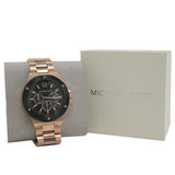 Michael Kors Lennox Chronograph Black Dial Rose Gold Steel Strap Watch For Men - MK8940 Authentic Buy Shop Now