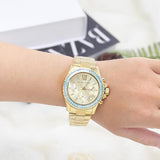 Michael Kors Everest Chronograph Gold Dial Gold Steel Strap Watch For Women - MK7210 Authentic Buy Shop Now