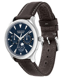 Movado Heritage Moonphase Blue Dial Brown Leather Strap Watch For Women - 3650009 Authentic Buy Shop Now