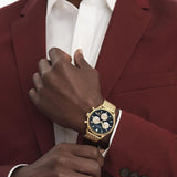 Movado Heritage Calendoplan Blue Dial Gold Steel Strap Watch for Men - 3650015 Authentic Buy Shop Now