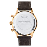 Movado Heritage Calendoplan Chronograph Black Dial Brown Leather Strap Watch for Men - 3650021 Authentic Buy Shop Now