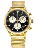Movado Heritage Calendoplan Chronograph Black Dial Gold Mesh Strap Watch for Men - 3650098 Authentic Buy Shop Now