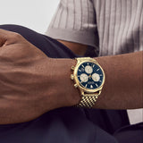Movado Heritage Calendoplan Blue Dial Gold Steel Strap Watch for Men - 3650015 Authentic Buy Shop Now