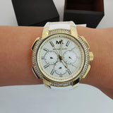 Michael Kors Sydney Quartz White Dial White Leather Strap Watch For Women - MK7221 Authentic Buy Shop Now