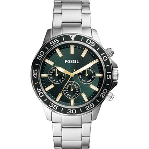 Fossil Bannon Chronograph Green Dial Silver Steel Strap Watch for Men - BQ2492 Authentic Buy Shop Now