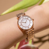 Emporio Armani Gianni T Bar Mother of Pearl Rose Gold Stainless Steel Strap Watch For Women - AR1909 Authentic Buy Shop Now
