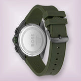 Hugo Boss Volane Chronograph Grey Dial Green Rubber Strap Watch For Men - 1513952 Authentic Buy Shop Now