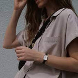 Daniel Wellington Quadro White Dial Black Leather Strap Watch For Women - DW00100434 Authentic Buy Shop Now