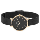 Daniel Wellington Petite Ashfield Black Dial Black Mesh Strap Watch for Women - DW00100307 Authentic Buy Shop Now