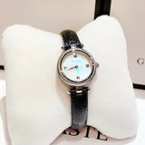 Gucci Diamantissima Diamonds Mother of Pearl Dial Black Leather Strap Watch For Women - YA141511 Authentic Buy Shop Now