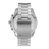 Diesel Mega Chief Chronograph Blue Dial Silver Steel Strap Watch For Men - DZ4465 Authentic Buy Shop Now