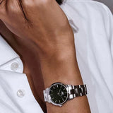 Daniel Wellington Iconic Link Black Dial Silver Steel Strap Watch For Women - DW00100206 Authentic Buy Shop Now
