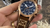 Fossil Nate Chronograph Blue Dial Brown Leather Strap Watch for Men - JR1505 Authentic Buy Shop Now