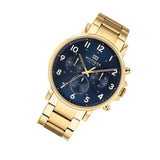 Tommy Hilfiger Daniel Chronograph Blue Dial Gold Steel Strap Watch for Men - 1710384 Authentic Buy Shop Now