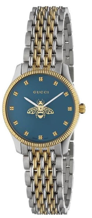 Gucci G Timeless Quartz Blue Dial Two Tone Steel Strap Watch For Women - YA1265029 Authentic Buy Shop Now
