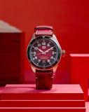 Tag Heuer Autavia Calibre 5 Chinese New Year Maroon Dial Maroon Leather Strap Watch for Men - WBE5193.FC8300 Authentic Buy Shop Now