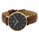 Daniel Wellington Petite St Mawes Black Dial Brown Leather Strap Watch For Women - DW00100169 Authentic Buy Shop Now