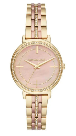 Michael Kors Cinthia Mother of Pearl Rose Gold Dial Two Tone Steel Strap Watch for Women - MK3860 Authentic Buy Shop Now