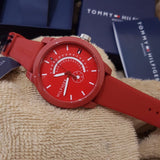 Tommy Hilfiger Denim Quartz Red Dial Red Rubber Strap Watch for Men - 1791480 Authentic Buy Shop Now