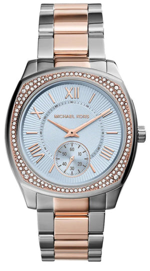 Michael Kors Bryn Quartz Blue Dial Two Tone Steel Strap Watch For Women - MK6136 Authentic Buy Shop Now
