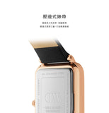 Daniel Wellington Quadro White Dial Black Leather Strap Watch For Women - DW00100450 Authentic Buy Shop Now