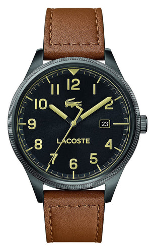 Lacoste Continental Black Dial Brown Leather Strap Watch for Men - 2011021 Authentic Buy Shop Now