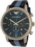 Emporio Armani Luigi Chronograph Quartz Blue Dial Blue Nylon Strap Watch For Men - AR1949 Authentic Buy Shop Now