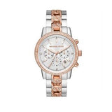Michael Kors Ritz Chronograph Silver Dial Two Tone Steel Strap Watch For Women - MK6938 Authentic Buy Shop Now