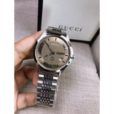 Gucci G Timeless Brown Dial Silver Steel Strap Watch For Men - YA126406 Authentic Buy Shop Now