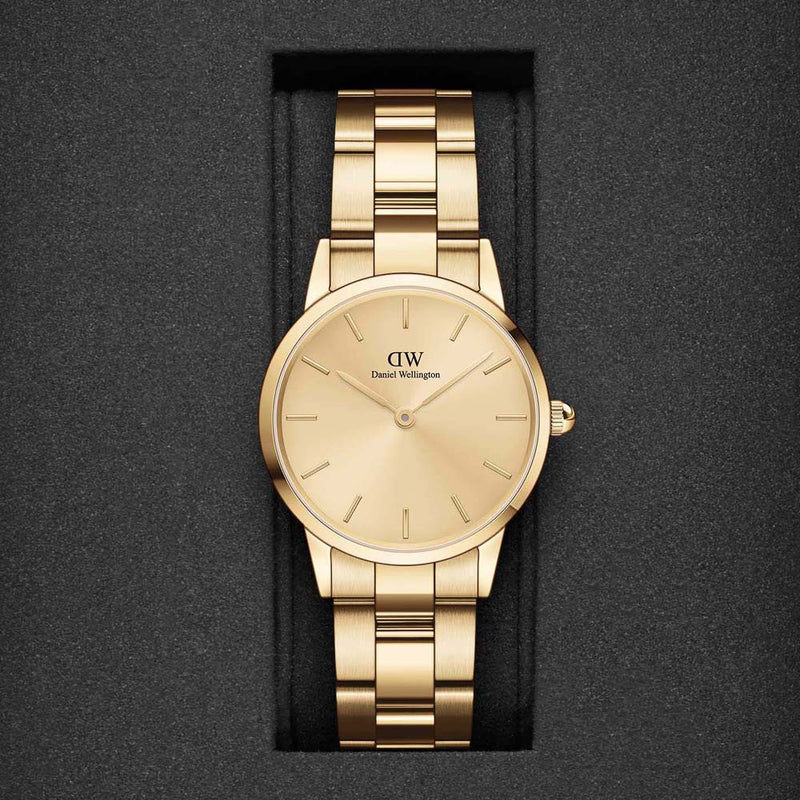 Daniel Wellington Iconic Link Unitone Gold Dial Gold Steel Strap Watch For Women - DW00100403 Authentic Buy Shop Now