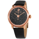 Swarovski Crystalline Hours Black Dial Black Leather Strap Watch for Women - 5295377 Authentic Buy Shop Now