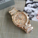 Guess Frontier Chronograph Crystals Rose Gold Dial Rose Gold Steel Strap Watch for Men - W0799G3 Authentic Buy Shop Now