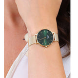 Daniel Wellington Petite Emerald Green Dial Gold Mesh Strap Watch For Women - DW00100481 Authentic Buy Shop Now