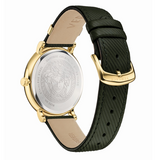 Versace V-Circle Manifesto Gold Dial Black Leather Strap Watch for Men - VBQ030017 Authentic Buy Shop Now