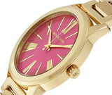 Michael Kors Hartman Quartz Pink Dial Gold Steel Strap Watch For Women - MK3520 Authentic Buy Shop Now