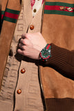 Gucci Dive Quartz Green Dial Two Tone NATO Strap Watch For Men - YA136339 Authentic Buy Shop Now