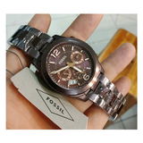Fossil Perfect Boyfriend Multifunction Maroon Dial Maroon Steel Strap Watch for Women - ES4110 Authentic Buy Shop Now