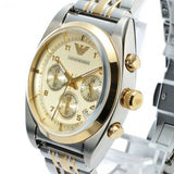 Emporio Armani Classic Chronograph White Dial Two Tone Steel Strap Watch For Men - AR0396 Authentic Buy Shop Now